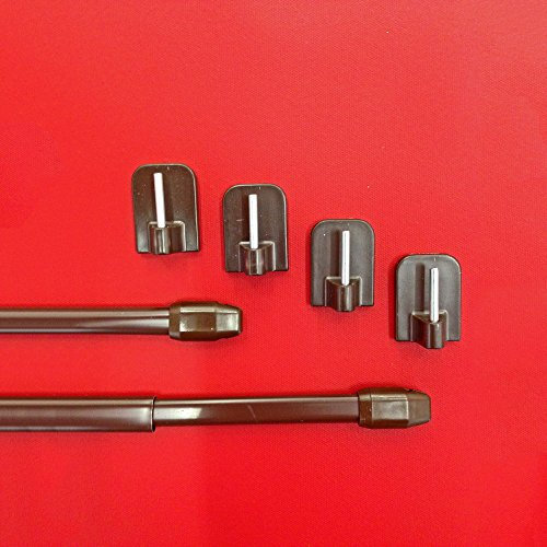 Easy-Shadow - 2 Stück Vitragestange 80-120 cm inkl. 4 Stück Klebehaken in Farbe braun - Scheibenstange Cafehausstange ausziehbar 11 mm Höhe - braun