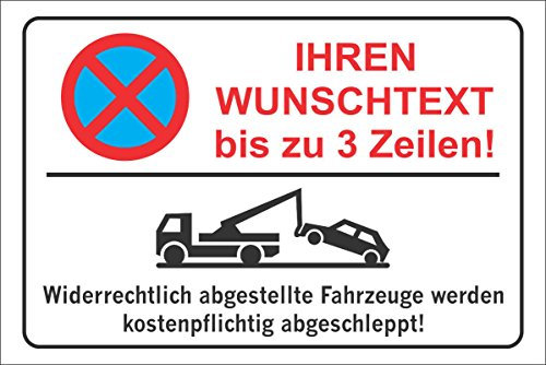 Parkplatzschild mit WUNSCHTEXT bis zu 3 Zeilen! - personalisiert - Schilder selbst gestalten - 300x200 cm - für Parkplatz Carport Firma Supermarkt