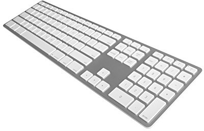 Jenimage Ergonomische Tastatur Kabellos| Design Wireless Tastatur Bluetooth 1 Jahr Batterielaufzeit | Aluminium Funktastatur | Als Mac Keyboard geeignet, silber