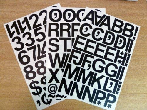 Pack of 79 x 2 (50mm) Black Vinyl Sticky Letters & Numbers, Self-Adhesive, Stick on, Cut-to-Shape, Waterproof Lettering for Signs, Vehicles, Boats, Posters & School Projects