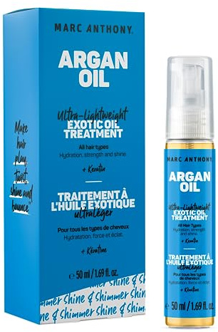 Marc Anthony Exotic Argan Oil Treatment with Keratin - Ultra-Lightweight Hair Oil Treatment Hydrates & Strengthens for Shiny, Healthy-Looking Hair for All Hair Types - Sulfate & Paraben Free