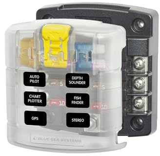 Blue Sea Systems ST Blade Fuse Block 6 Circuit with Cover, 100 Amps, 5028