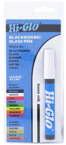 Hi-Glo 4mm Blackboard, Glass and Mirror Marker - Black