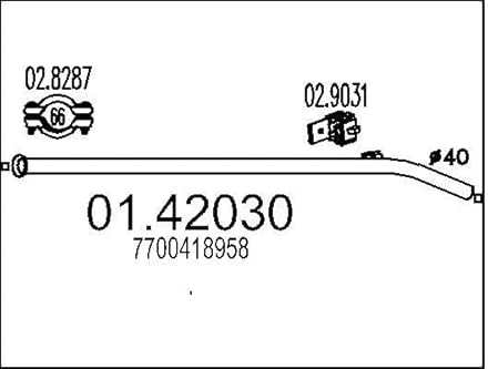 MTS Tuyau d'échappement avant Ligne d'échappement 01.42030