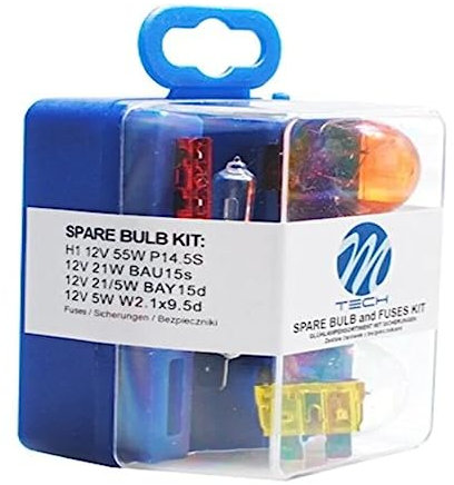 M-Tech H1 60/55W 12V Glühbirnen Set/Ersatzlampen mit Sicherungen