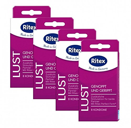 32 (4 x 8er) Ritex LUST Kondome - Genoppte & Gerippte Condome, stimulierend