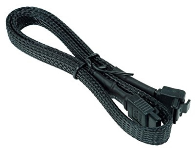 Phobya SATA 3.0 Anschlusskabel mit Sicherheitslasche 45cm - Schwarz gesleevt Kabel SATA Kabel