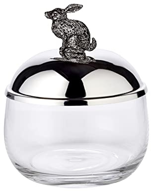 EDZARD Dose Vorratsglas Hase, Ostern Osterhase, edel versilbert, Höhe 12 cm, Durchmesser 9 cm