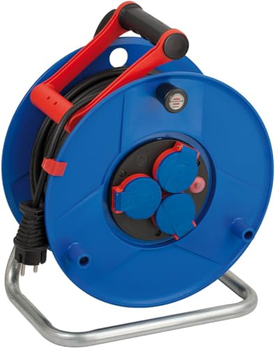 BRENNENSTUHL 1208590007 - Enrollacables Garant® IP44 Con 3 Tomas de corriente y Cable Bremaxx® AT-N05V3V3-F3G1,5 de 50 m