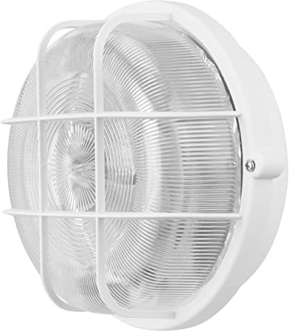 REV Kellerlampe - Feuchtraumlampe IP44, E27 Fassung (bis 60W), Werkstattlampe, Kellerleuchte rund - ideal als Wand- oder Deckenlampe, weiß