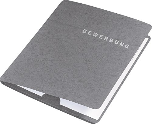 RNK 2939-7 Bewerbungsmappe mit Prägung BEWERBUNG, Karton mit Lederstruktur, grau