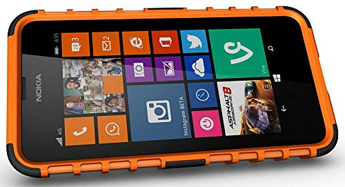 London Gadget Store For Motorola Moto G 2nd Gen Dual SIM (2014) XT1068 Shock Proof Dual Layer Hybrid Armour Hard Silicone Skin Case Cover Integrated KickStand with Screen Protector - Orange