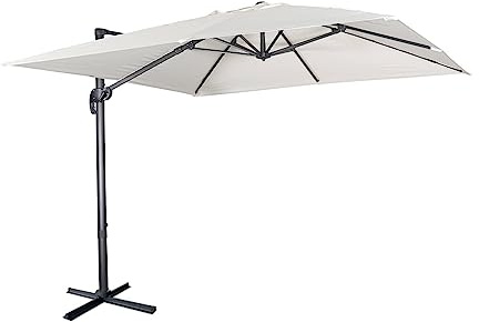 Alice's Garden - Parasol déporté carré 3x3m haut de gamme - Falgos - Ecru - Parasol excentré inclinable. rabattable et rotatif à 360°.