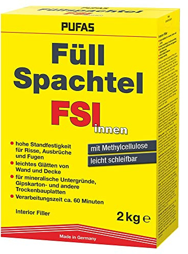 PUFAS Füllspachtel innen 2,000 KG: Gipsspachtelmasse, Methylcellulose, Pulver, Spachtelmasse, Spachtel