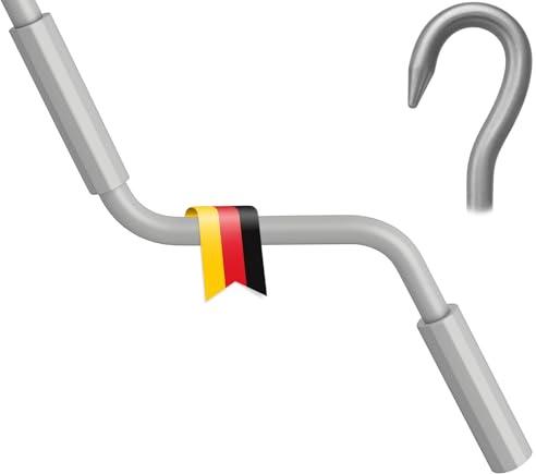 markiso Markisenkurbel 120 cm Grau – Kurbel für Markise mit Fleischerhaken – Kurbelgestänge Pulverbeschichtet, Rostfrei, Ergonomische Griffe, Freilaufend für Leichte Bedienung