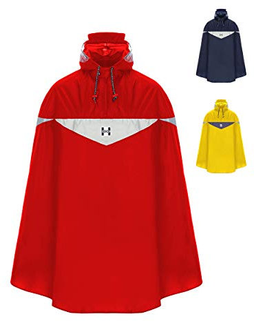 HOCK Premium Fahrrad Regenponcho 'Super Praktiko' mit Lüftung und seitlicher Armöffnung - 100% wasserdichter Fahrradponcho für Herren & Damen (Rot, XL)