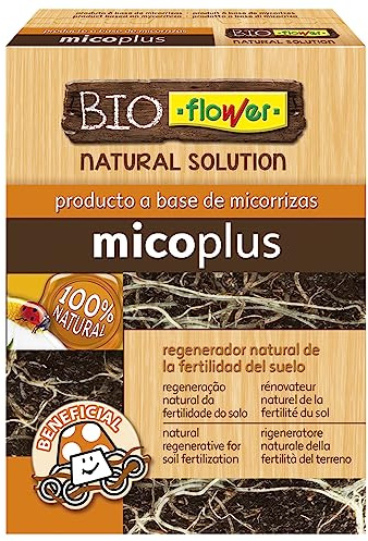 Flower - Bioflower Micoplus | Regenerador Natural de Fertilidad del Suelo | Apto para Agricultura Ecológica | Hongo Beneficioso, 10.3x3.7x14.5 cm, Abono Sólido
