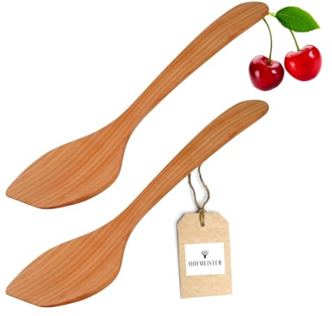 2x HOFMEISTER® Wok-Wender aus edlem Kirsch-Holz, 37 cm, hitzebeständig & plastikfrei, keine Kratzer in Pfannen, kein Plastik im Essen, 100% Naturprodukt, geschwungen