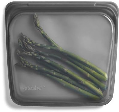 Stasher Sandwich Silikonbeutel, Gefrierbeutel, Wiederverwendbar, Aschgrau | Frischhaltebeutel für Sandwiches, Snacks und Meal Prep; ideal für Lunchbox; Lebensmittelaufbewahrung, BPA-frei, Küche.