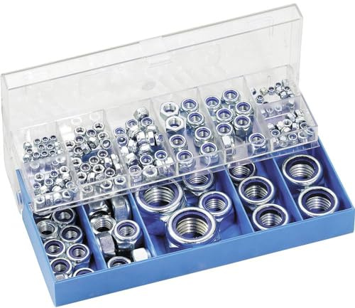 Sonstige 161 Stück Bremsmuttern DIN 985, Sechskant, ISO Metric, M3-M24, Kunststoff, Nut Set