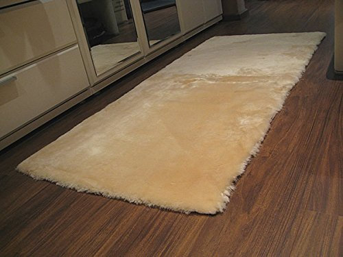 Reissner Lammfelle | FP-195-GOB | Hochwertiger Fell Teppich Bettvorleger Couchauflage | Echtes Merino Schaffell | rechteckig 195x60cm gobi