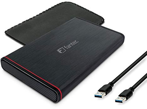FANTEC 225U3-6G Case per Dischi Rigidi Esterni SATA I/II/III da 6,35cm (2,5) o SSD, Supporta SATA III 6G, USB 3.0 Superspeed, Alloggiamento in Alluminio, Nero