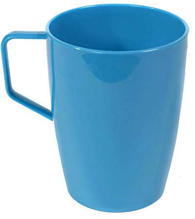 Harfield Blue Beakers Mugs with Handle 280ml Pack of 4 Unbreakable Reusable Polycarbonate Plastic