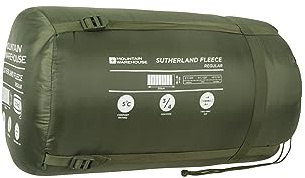 Mountain Warehouse Sutherland Schlafsack - geeignet für 3°C bis -18 °C, Isoliert, Extra Warm, Zweiwegereißverschluss, mit Fleecefutter - Camping Khaki Einheitsgröße
