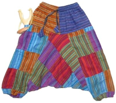 Simandra Kinder Haremshose Aladinhose Pumphose Hose indisch orientalisch Patchwork Baumwolle bunt mit Taschen (XL)