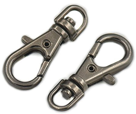 fujiyuan 15 pcs Drehgelenk Hummer Verschlüsse Metall Ergebnisse Clips Snap Lanyard Staubbeutel Pack Gurt, metall, Gun Black, (23mm)long