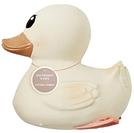 HEVEA Kawan Mini Gummiente – Badespielzeug für Babys aus 100 % Naturkautschuk – Perfekt zum Spielen, Zahnen und Baden – Badespielzeug ohne Schadstoffe – Marshmallow-Weiß