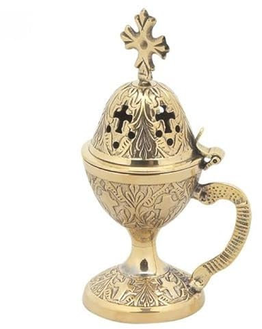 Encensoir en Bronze culte chrétien orthodoxe Grecque pour la liturgie, brûleur à encens (78-b)