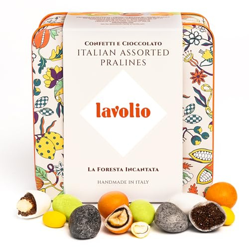 Lavolio Nutty Forest Confectionery Gift Box – Selection of Handcrafted Confections and Chocolate Covered Nuts – Refined and Elegant Chocolate Nuts Gift Set – Gluten Free – 150g (Orange)