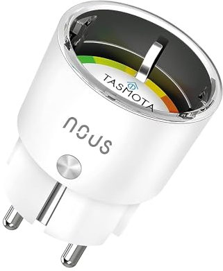 NOUS A1T Tasmota WiFi Enchufe Inteligente con Medidor de Consumo, Mando a Distancia, Temporizador. Programable para Google Home, enchufes Alexa, no funciona con Tuya Smart Life (Pack of 1)