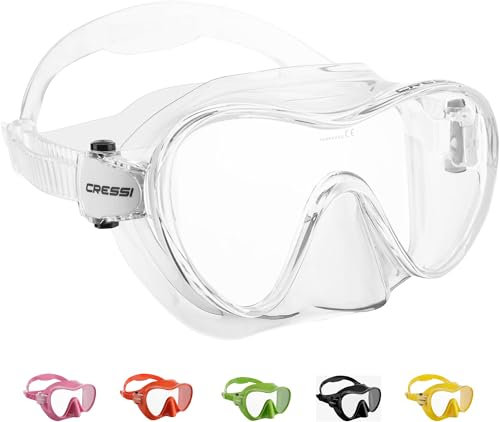 Cressi F1 Rahmenlose Tauchermaske - Taucherbrille Erwachsene zum Schnorcheln - Einzelscheibe Glas - Mikroschnallen - Dicht beim Tauchen - Unisex Schnorchelmaske Erwachsene - Durchsichtig