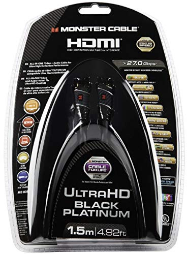 Monster MC BPL UHD-1,5M WW Cavo HDMI, 1.5 m, Colore Nero/Oro