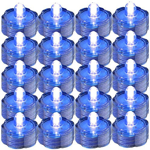 JYtrend Bright LED Floral Tea Light Vase Submersible Lights for Party Wedding (Blue, 20 Pack)