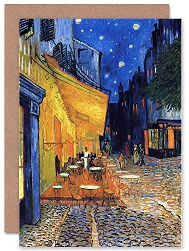 Wee Blue Coo Vincent Van Gogh Cafe Terrace Place Du Forum Arles 1888 Sealed Greeting Card Plus Envelope Blank inside