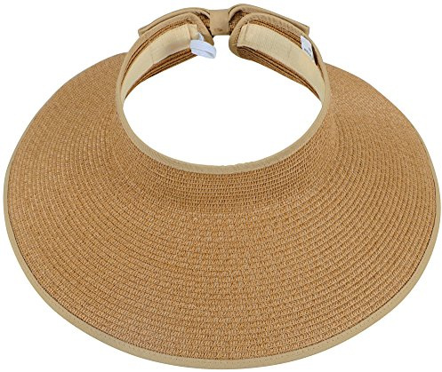 Simplicity Womens Hats Women's UPF 50+ Wide Brim Roll-up Straw Sun Hat Sun Visor Natural