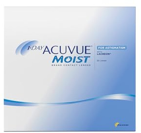 ACUVUE MOIST 1-DAY for Astigmatism Tageslinsen – Tageskontaktlinsen mit -5.00 dpt, Cyl -0.75, Ach 180 & BC 8.5 – UV Schutz, feuchtigkeitsspendend & angenehmes Tragegefühl – 90 Linsen