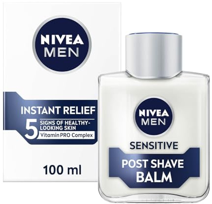 NIVEA MEN Sensitive After Shave Balm mit null Prozent Alkohol, pflegender After Shave Balm für Männer, Hautpflege und Rasier-Essentials für Männer