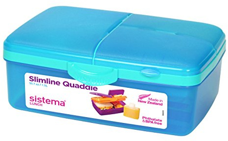 Sistema Lunch Slimline Quaddie Lunchbox with Bottle - 1.5 L, Aqua