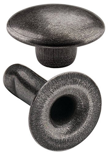 200 Doppel-Hohlnieten Ziernieten 2-teilig 7mm „7/8”aus Eisen (nickelfrei), Finish: Nickel-antik