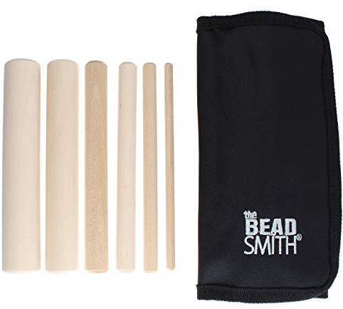 The Beadsmith Wooden Mandrel Set, 6 Piece Dowel Kit, with Labeled Storage Case, Sizes .25-1 (6.4-25.4mm), Rods for Wire Forming