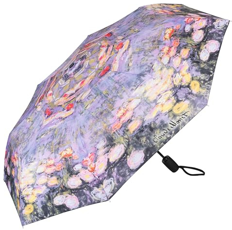 VON LILIENFELD Paraguas Bolsillo Claude Monet: Nenúfar Apertura y Cierre Automático Resistente al Viento Flor Plegable Ligero Estable Compacto Arte