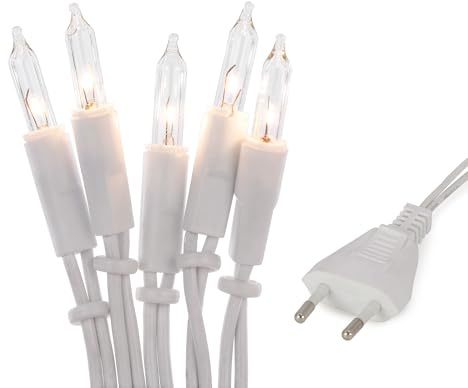 Hellum luces de hadas eléctricas, mini luces de hadas 35 bombillas claras luz cálida, iluminado 5.10m, cable blanco 35 luz con enchufe para Navidad <59 lumen 833584