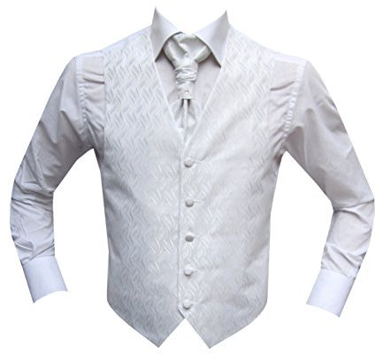 MMUGA Hochzeitswesten Set mit Plastron Weiß 54