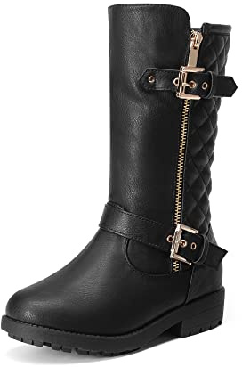 DREAM PAIRS Girls Trendy Knee High Boots | Trendy Knee-High Silhouette, Side Zip Quick Dressing, Cosy Lining Chilly Days