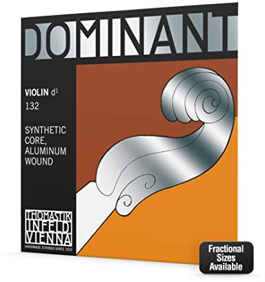 Thomastik-Infeld Dominant Violinsaite D 1/4 – Einzelsaite (132 1/4), synthetischer Kern, Silber umsponnen, mittlere Spannung
