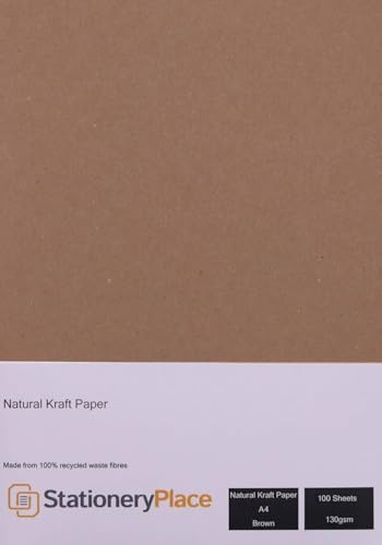 Kontorsmaterial plats naturlig eko återvunnet brunt kraftpapper A4 130GSM 100 ark paket